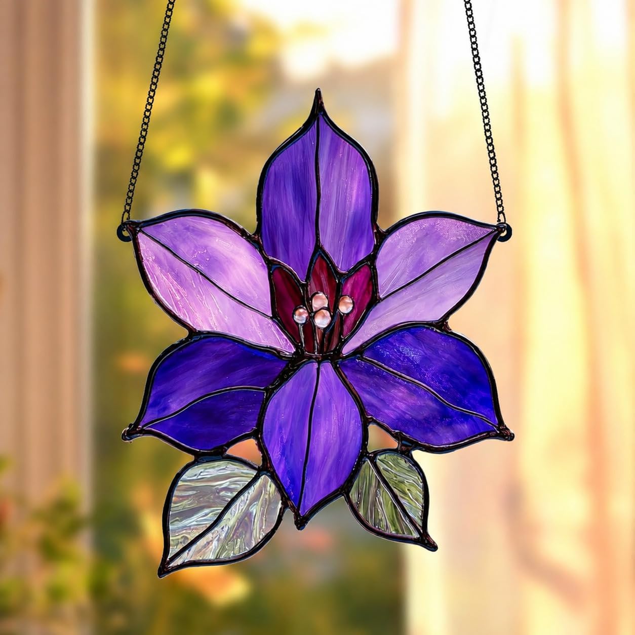 Purple Clematis Flower Suncatcher