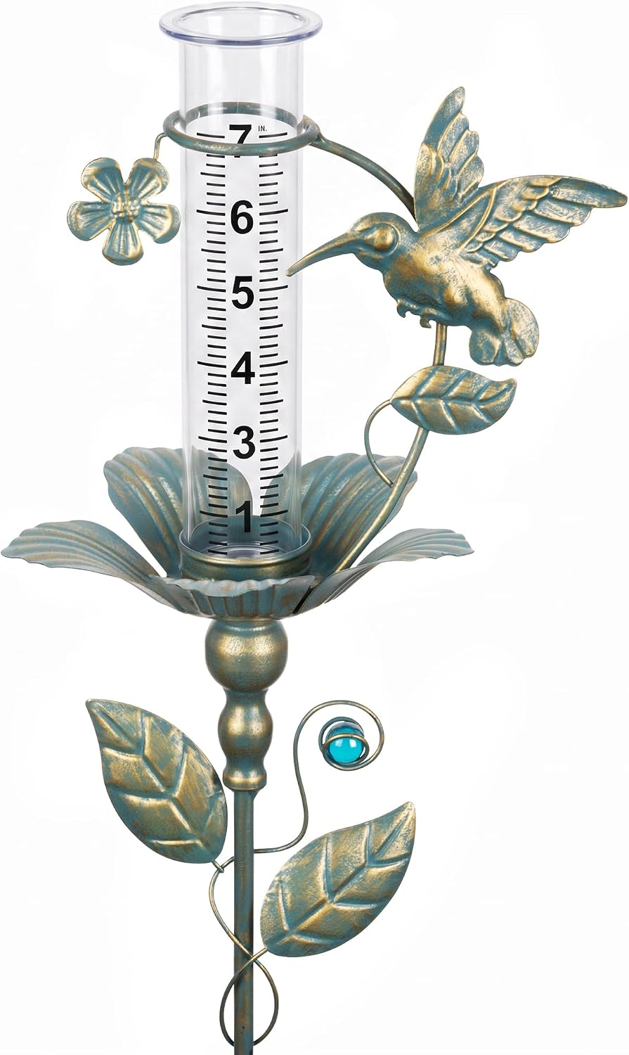 Rain Gauge with Hummingbird