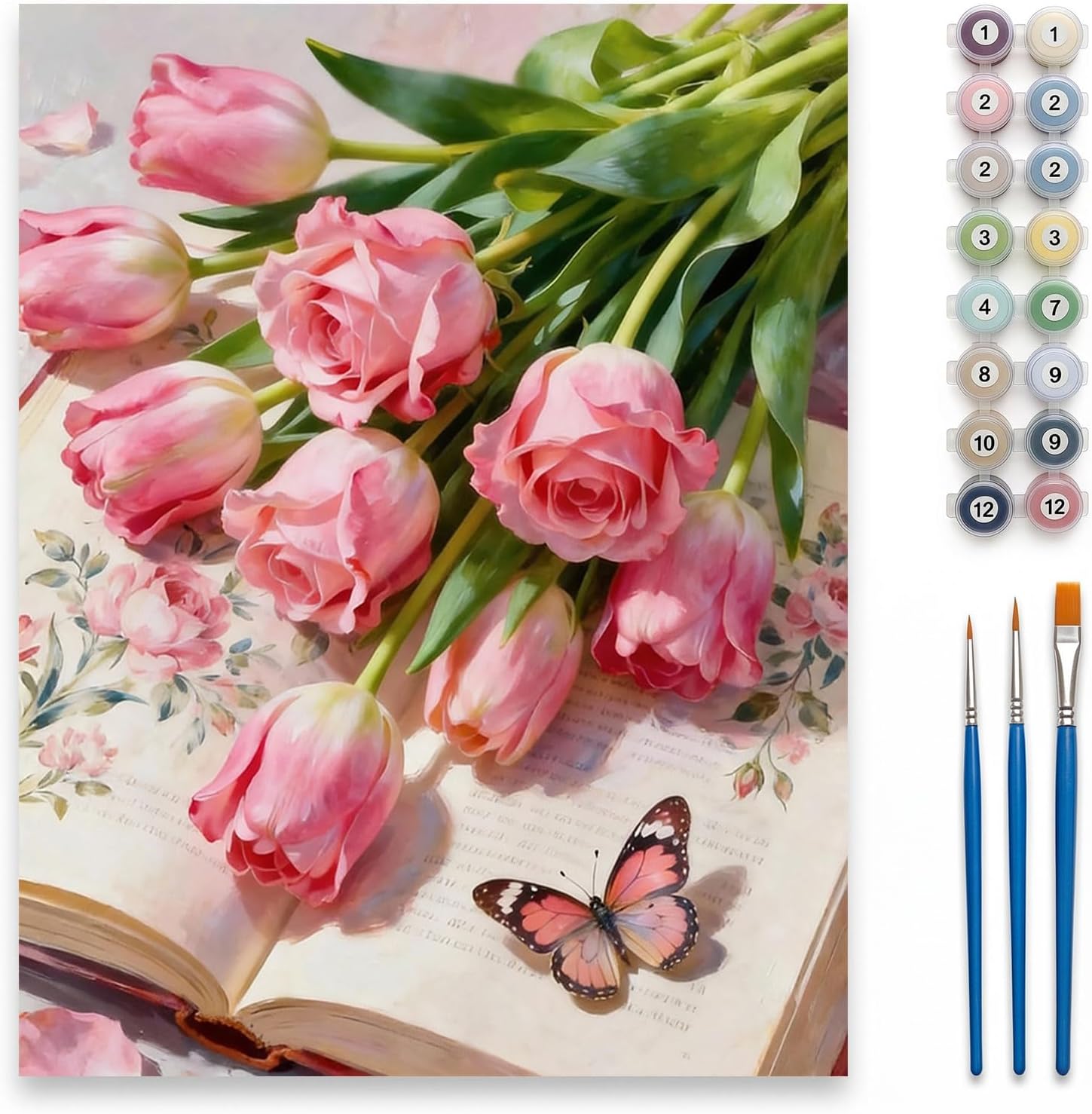Pink Roses Paint by Number