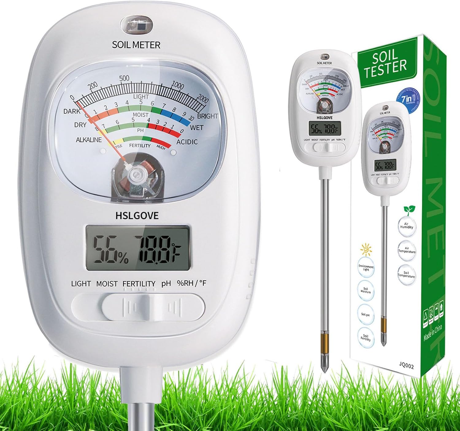 Soil Test Kit, 7-in-One Soil Moisture Meter