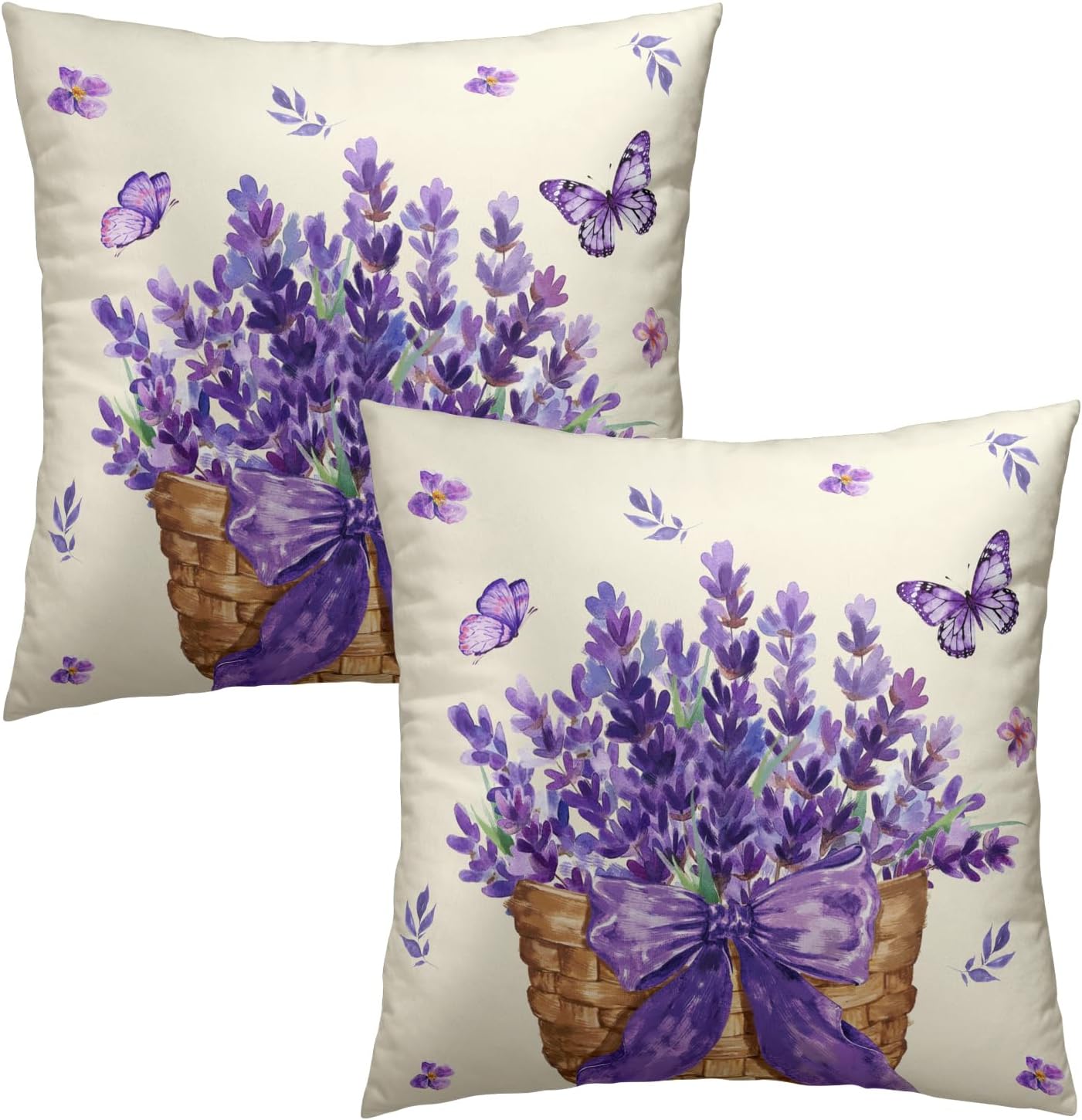 Lavender Flower Throw Pillows (set of 2)