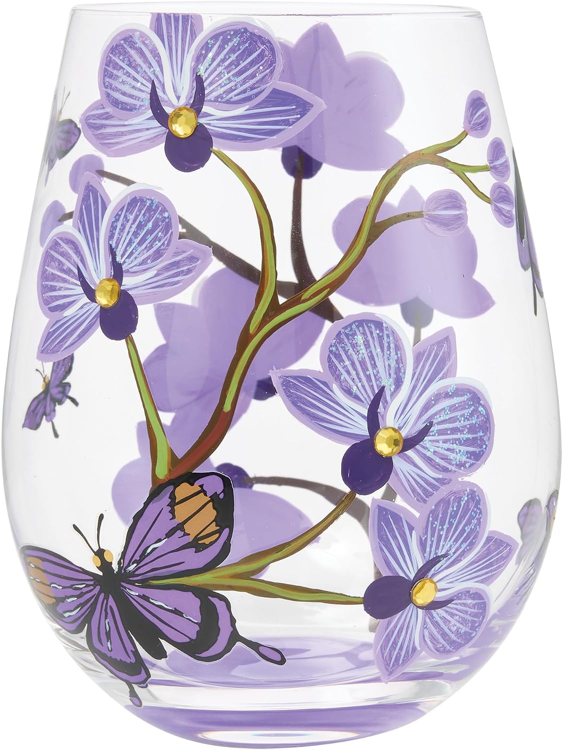 Purple Orchid Stemless Wine Glass