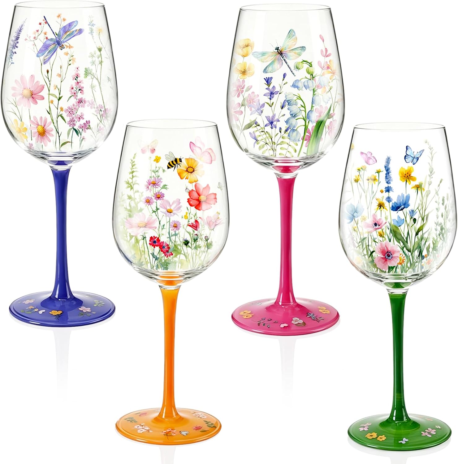 Wild Flower Wine Glasses (set of 4)