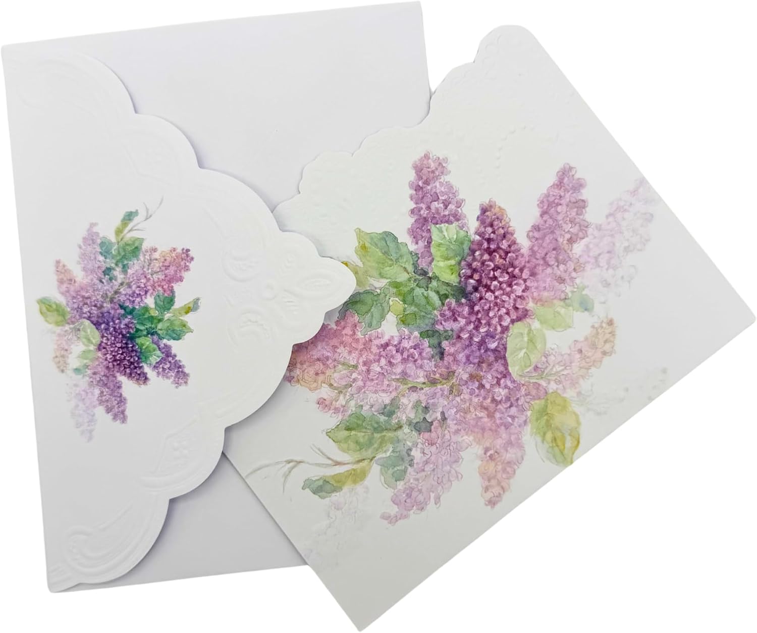 10 Pack of Embossed Lilac Note Cards