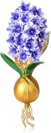 Enamel Hyacinth Flower Brooch