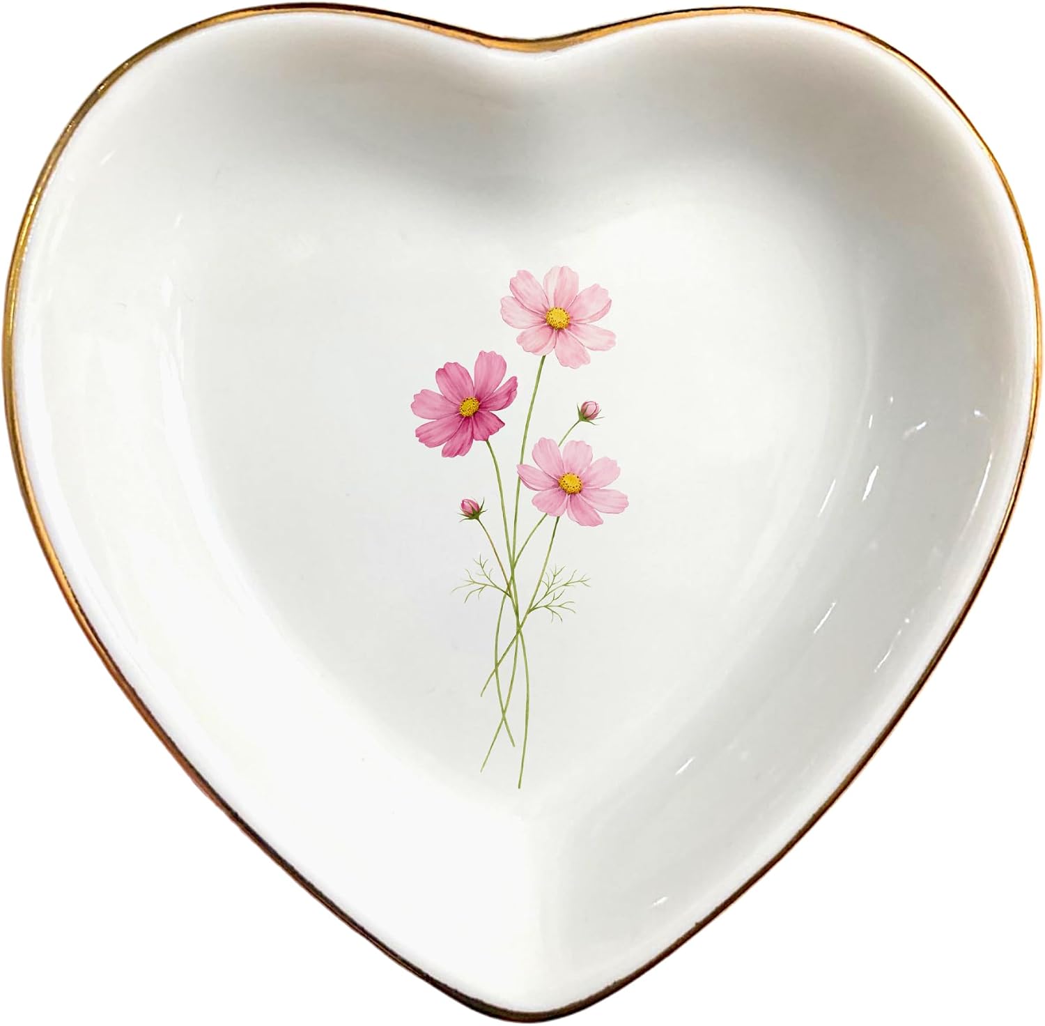 Ceramic Cosmos Flowers in a Jewelry Dish