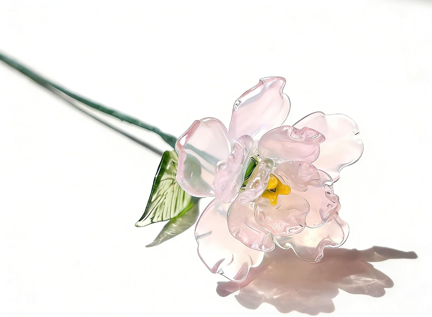 Blown Glass Pink Carnation Flower