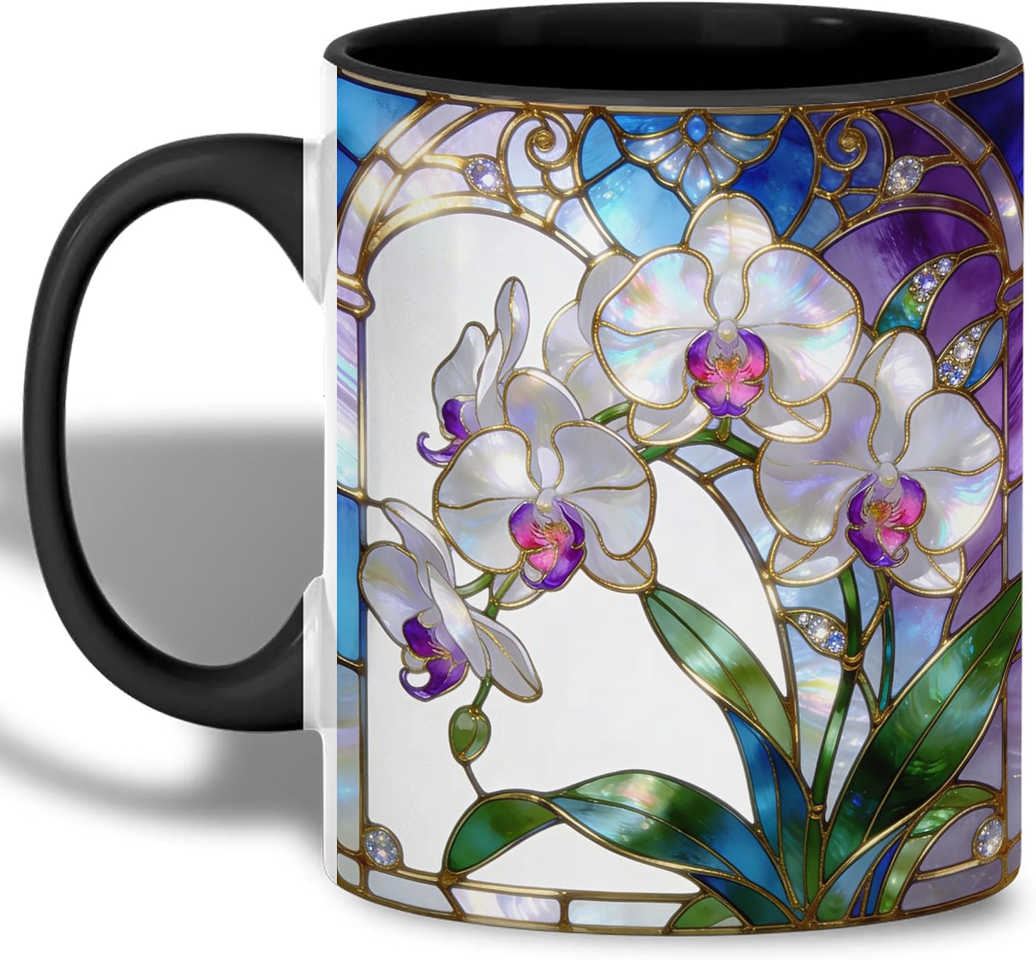 Stained Glass Orchid Coffee Mug