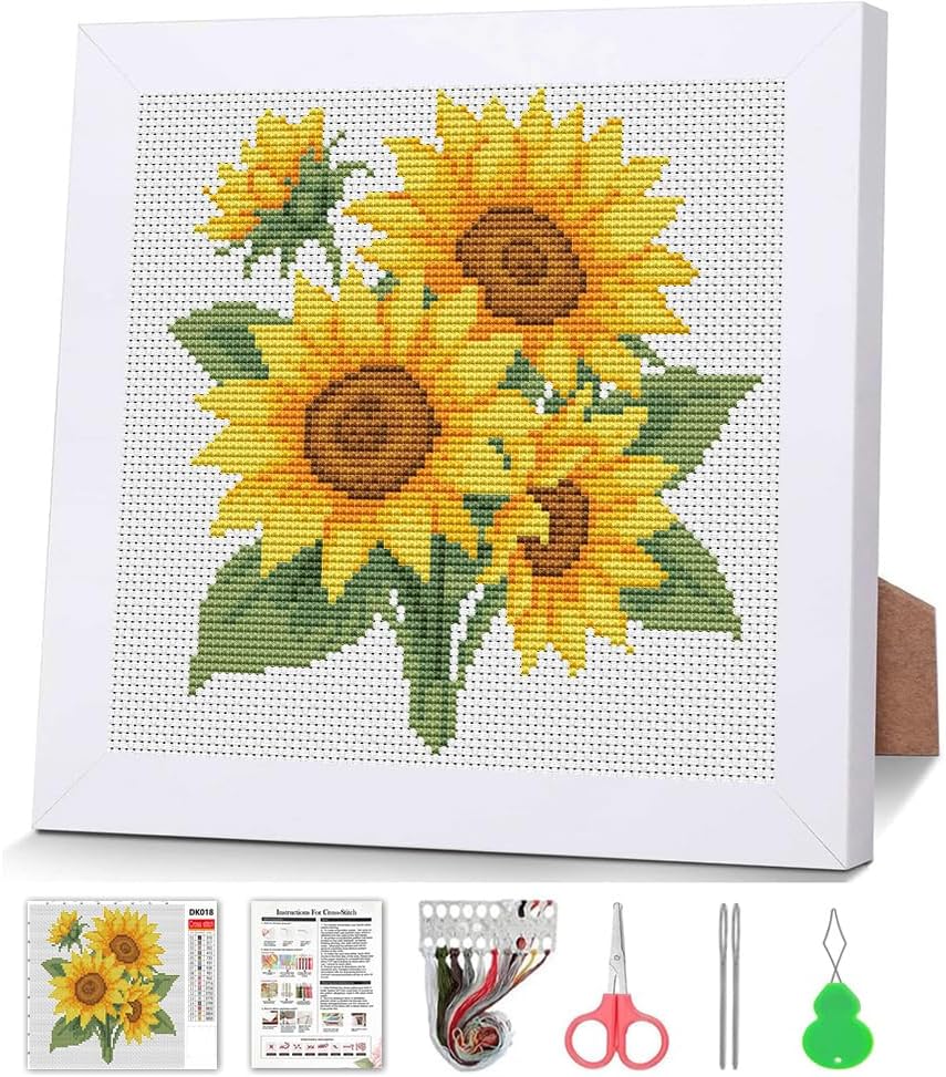 Stamped Counted Cross Stitch Sunflower Kit