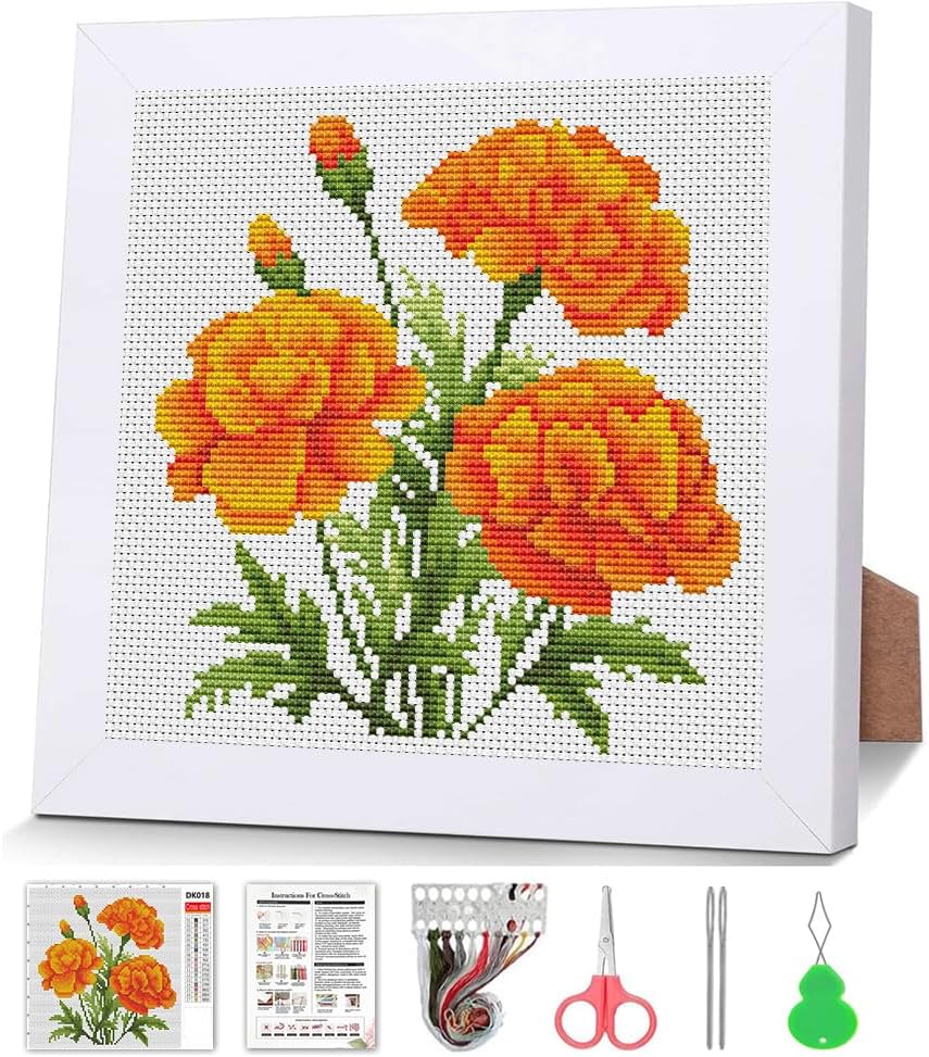Stamped Marigold Crosstitch