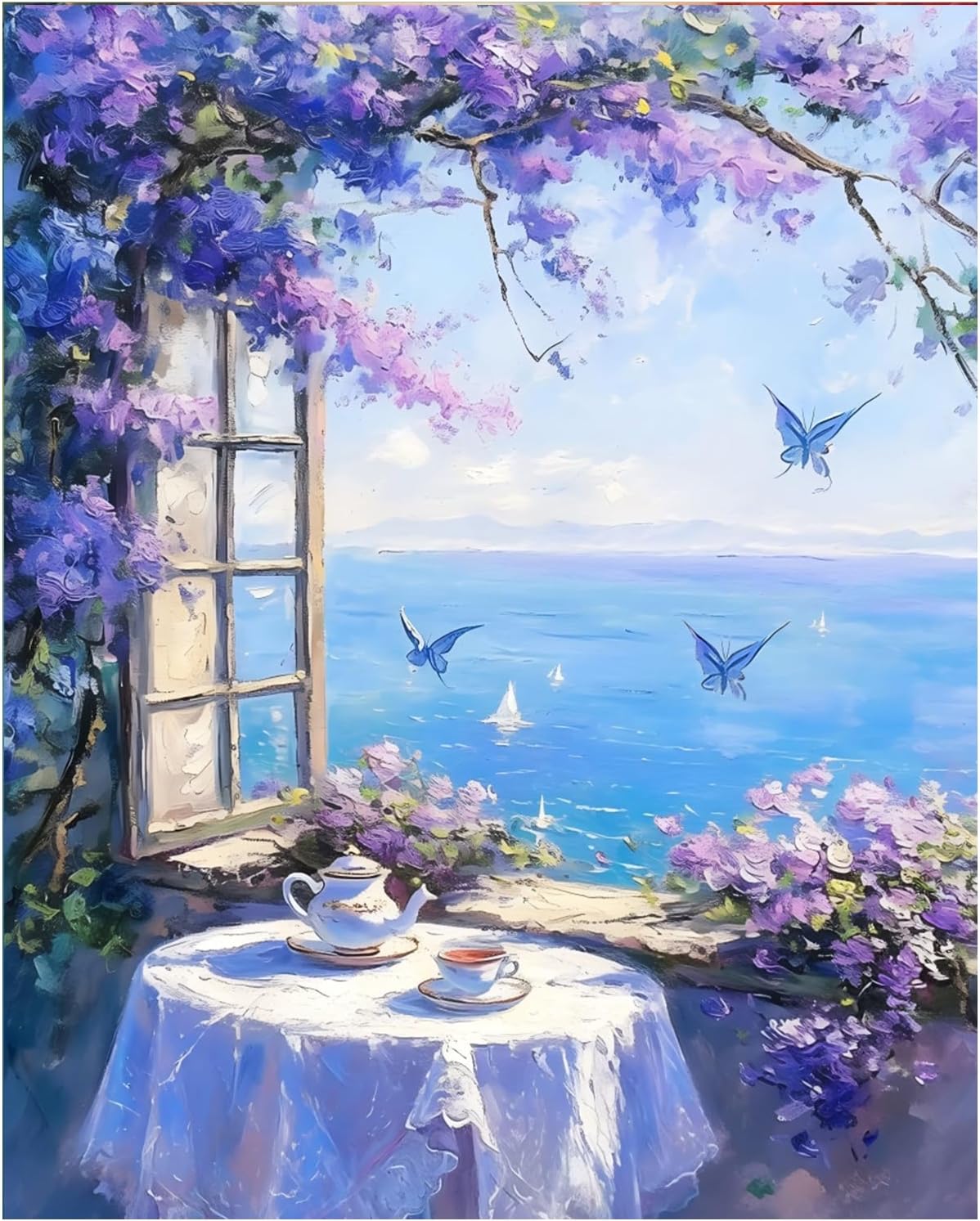 Flowering Purple Wisteria Paint by Number