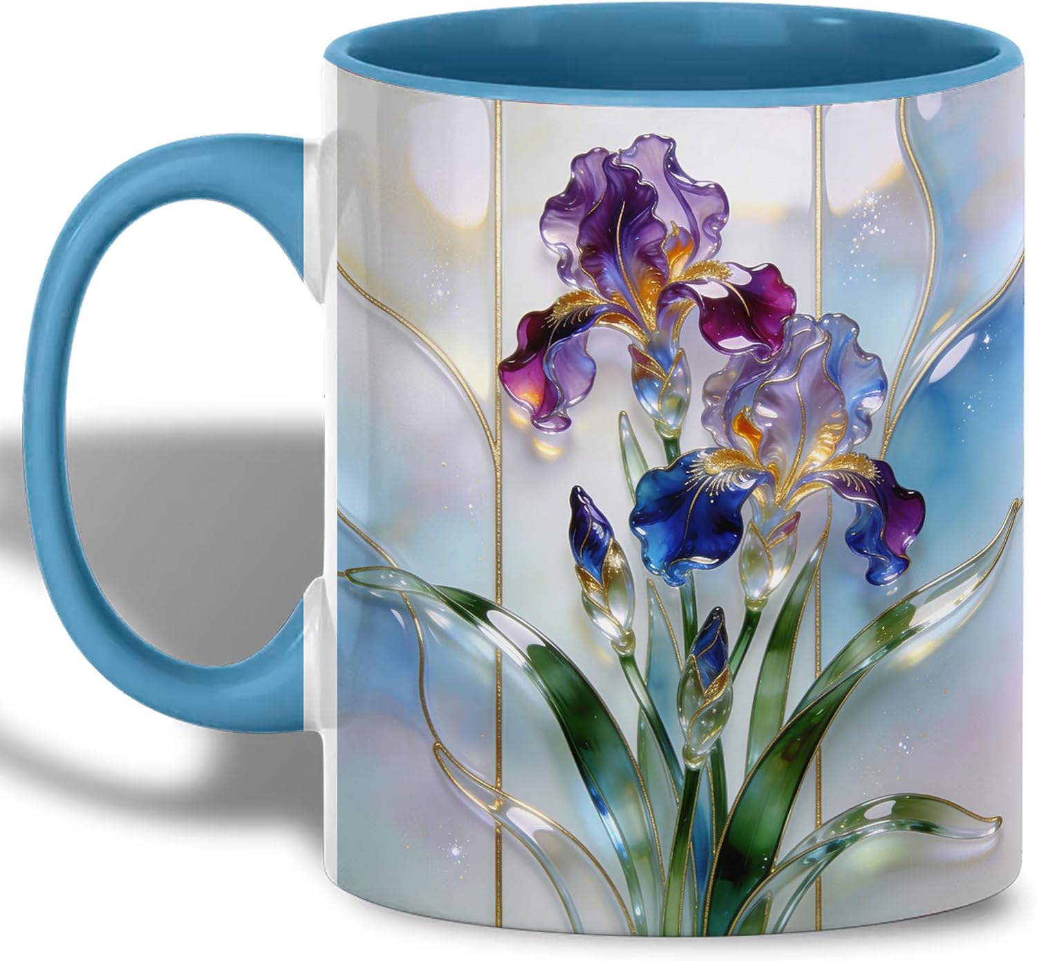 Stained Glass Iris Flower Coffee Mug