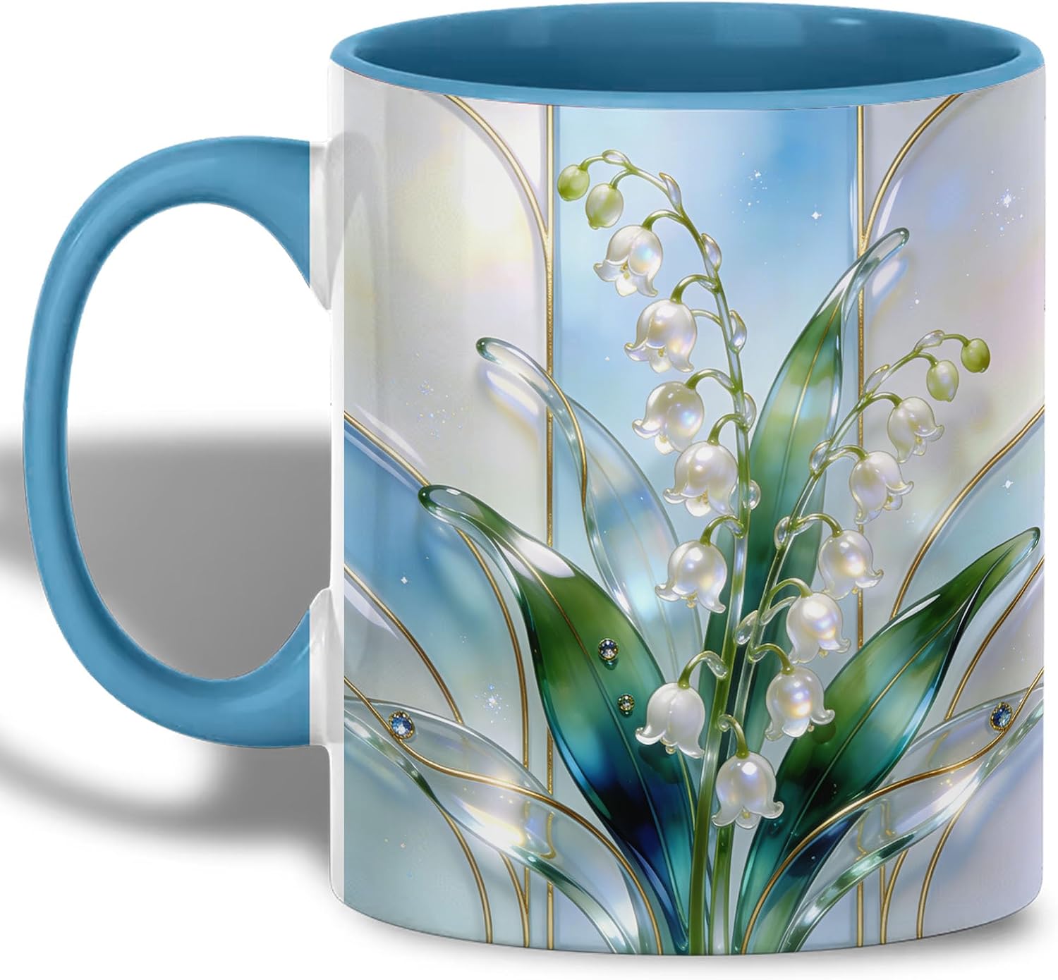 Stained Glass Lily of the Valley Coffee Mug
