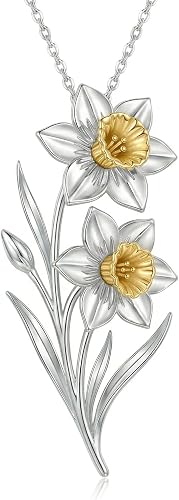 Sterling Silver Daffodil Pendant and Necklace