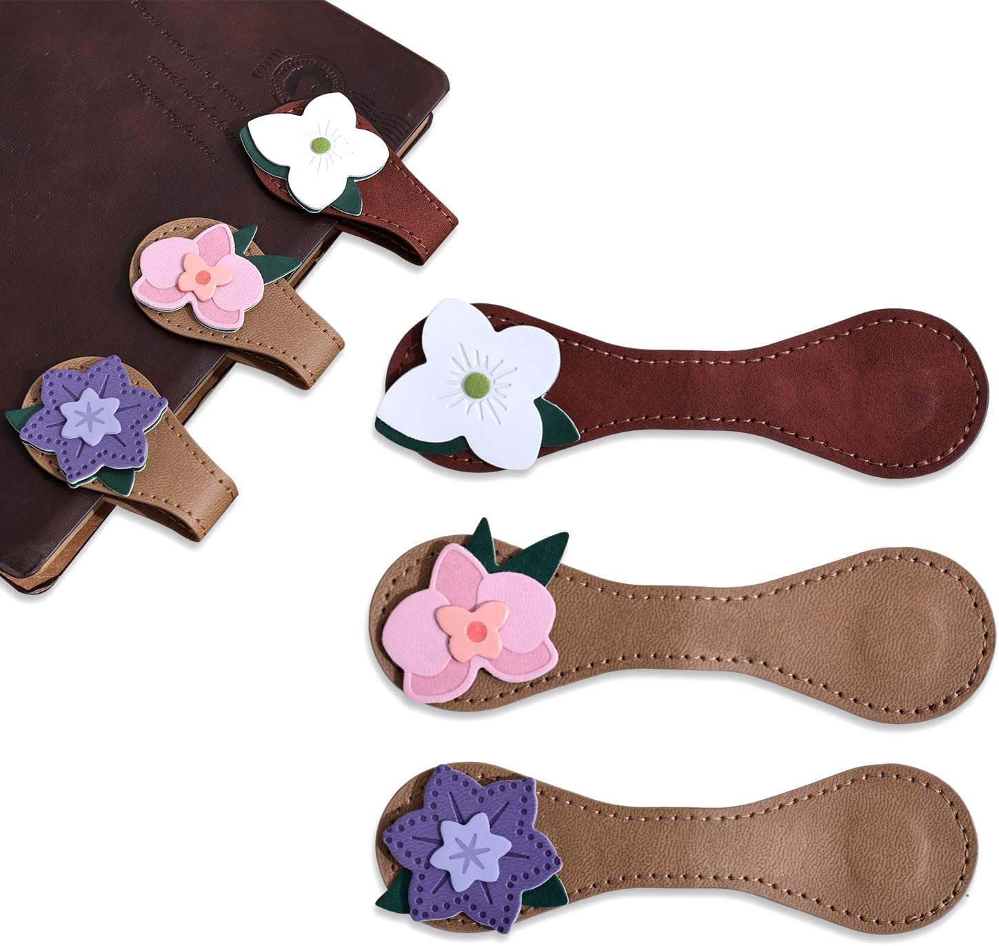 3 Pieces Magnetic Flower Bookmarks