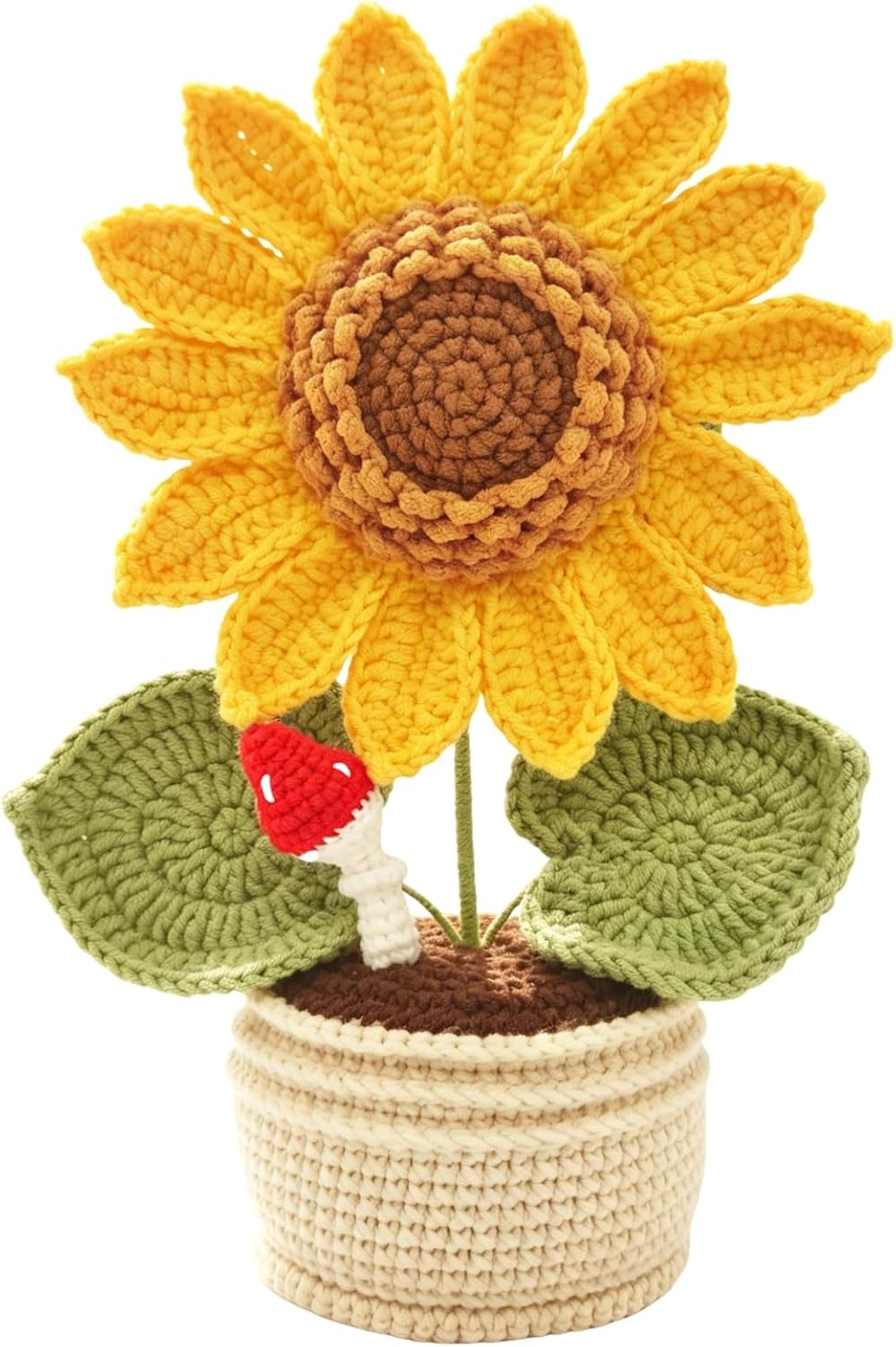 Handmade Potted Crochet Sunflower