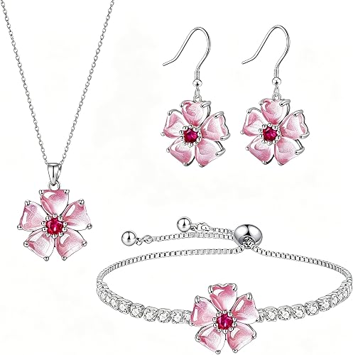 Pink Cherry Blossom Jewelry Set