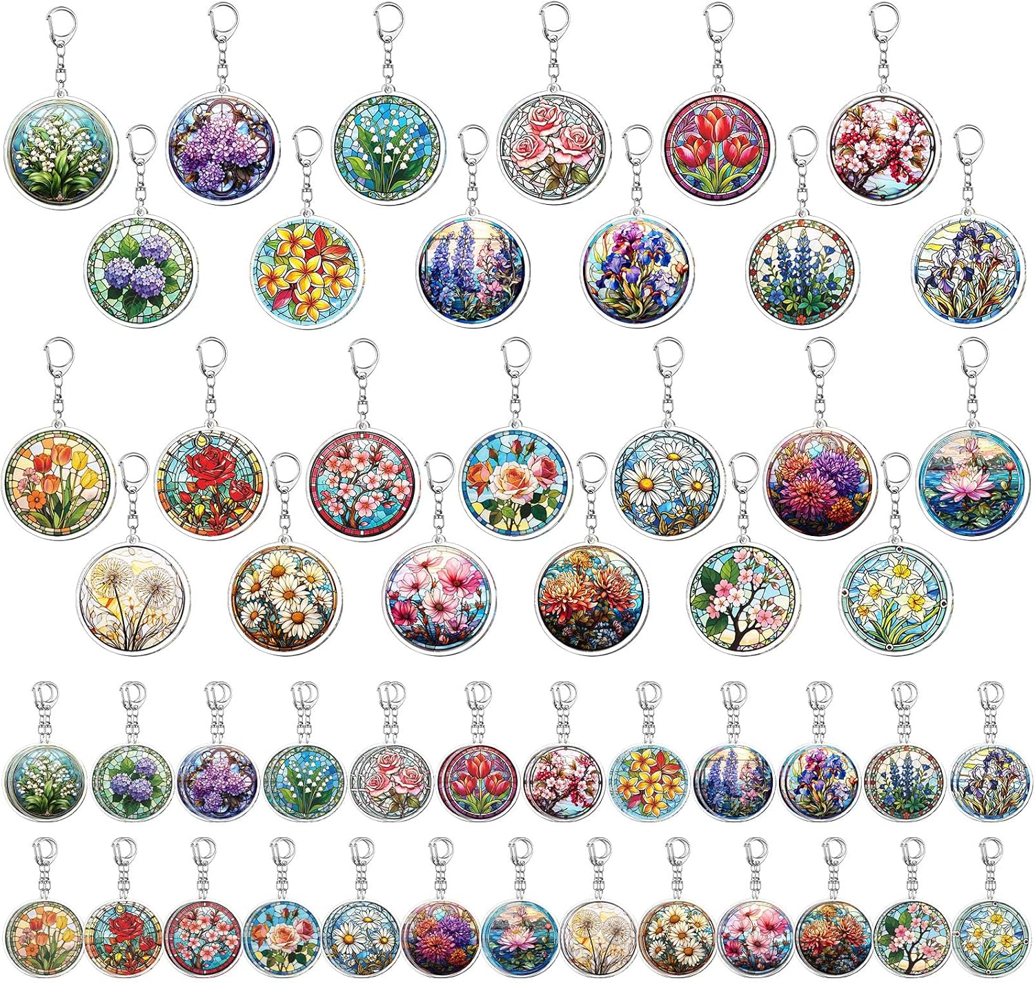 50 Pcs of Flower Keychains