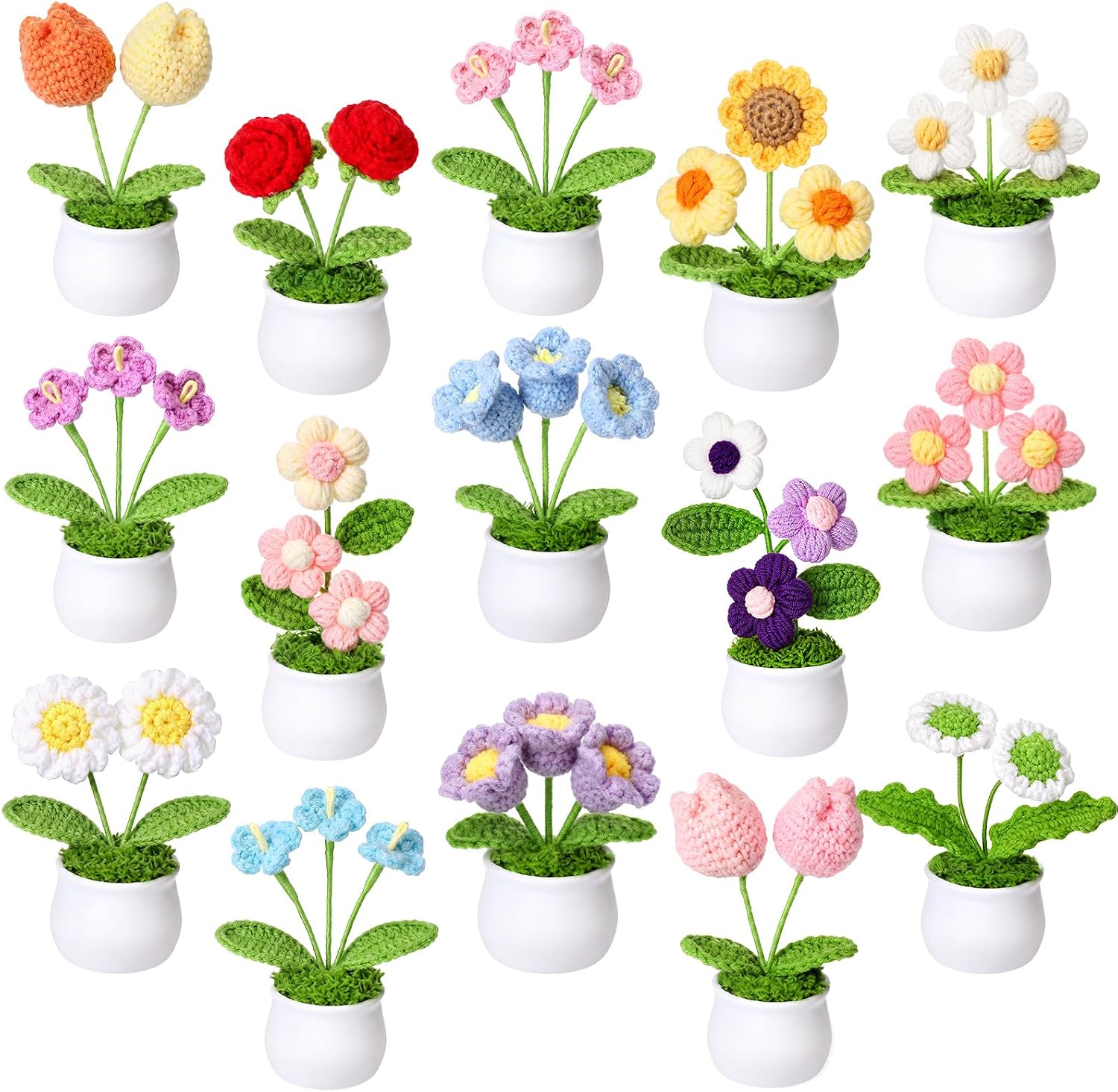 Set of 15 Crochet Flower Set