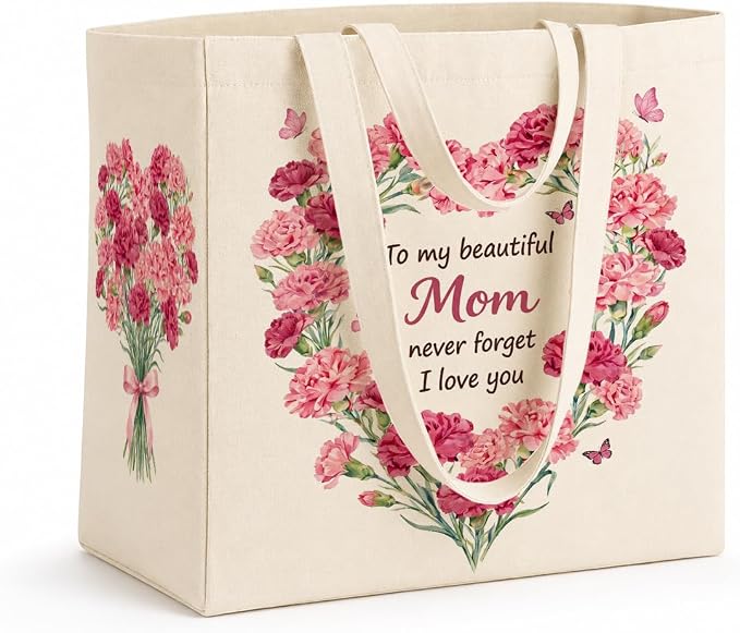 Large Canvas Carnation Tote Bag