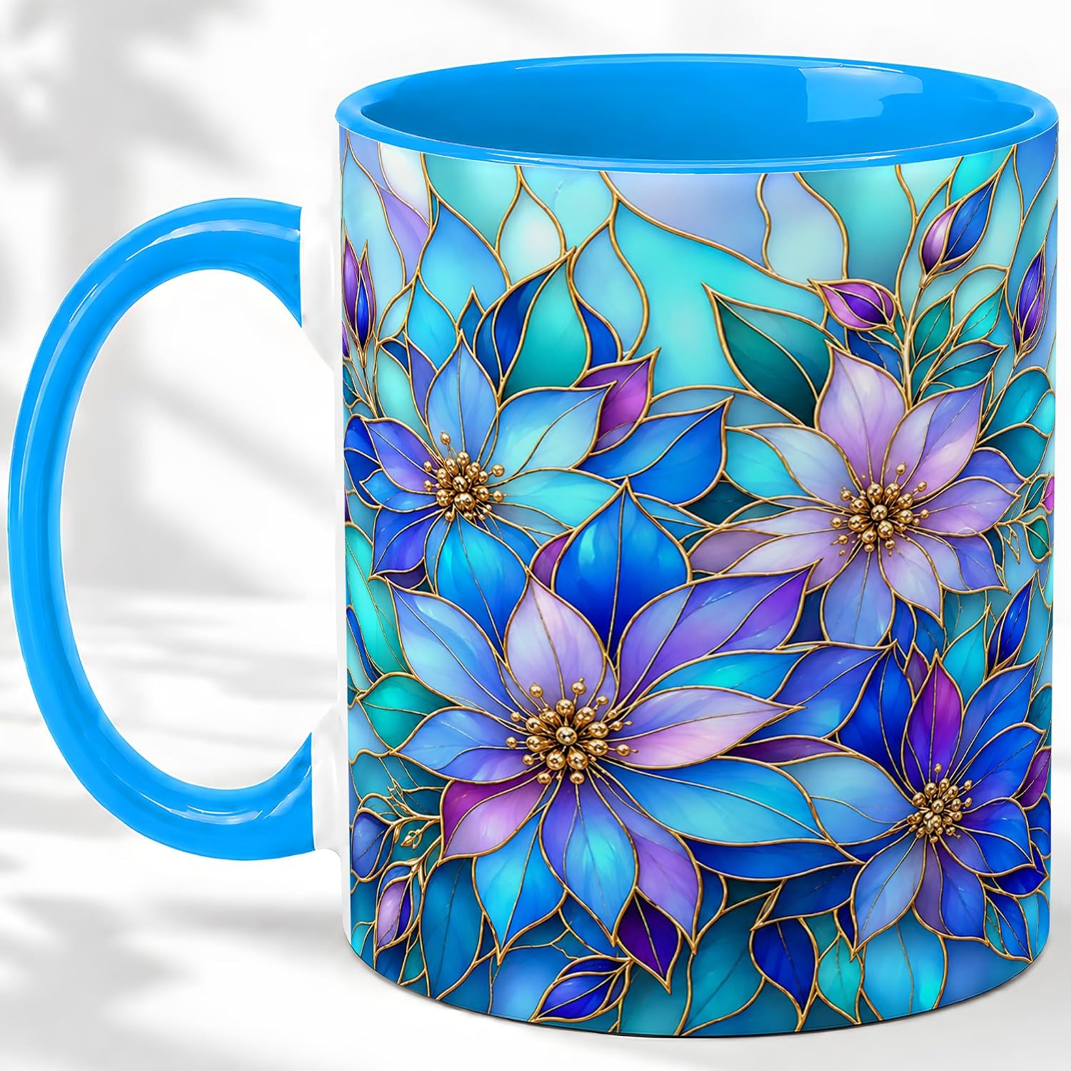 Stained Glass Clematis Flower Coffee Mug