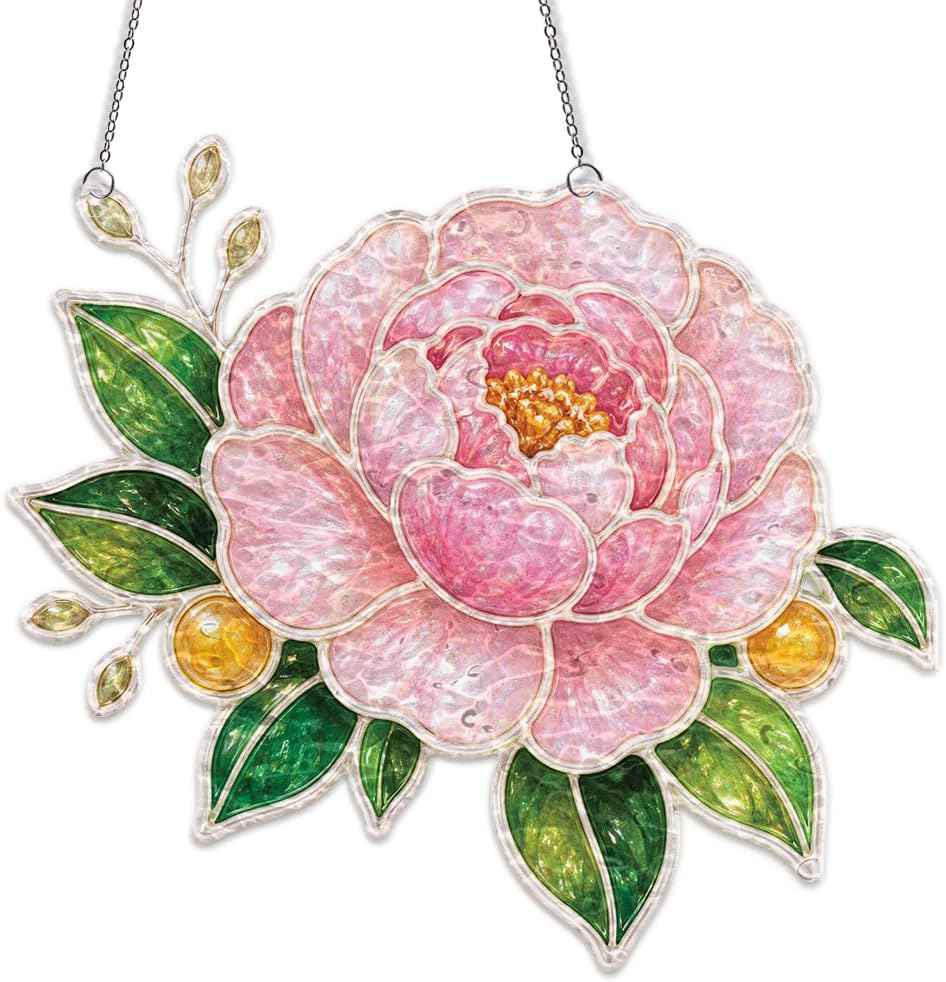 Pink Peony Flower Suncatcher