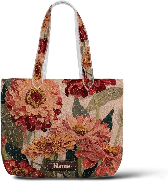 Zinnia Floral Quilted Tote Bag