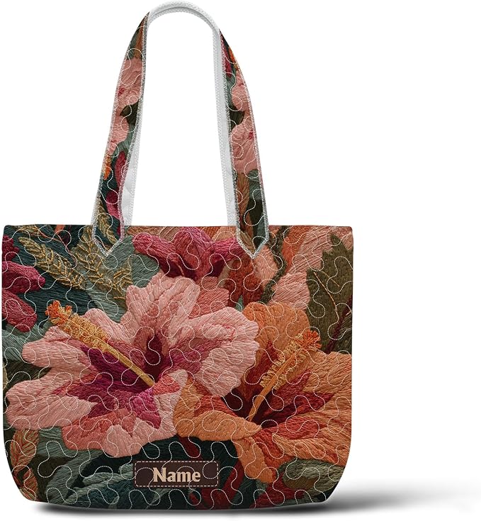 Hibiscus Floral Quilted Tote Bag