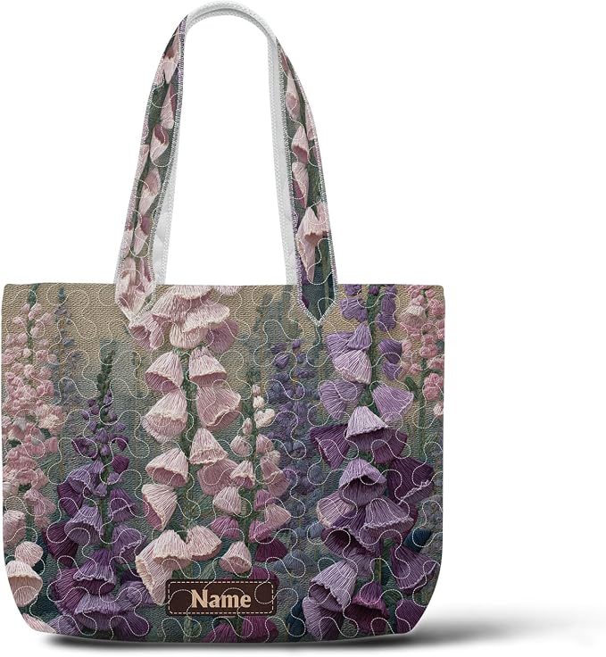Foxglove Floral Quilted Tote Bag