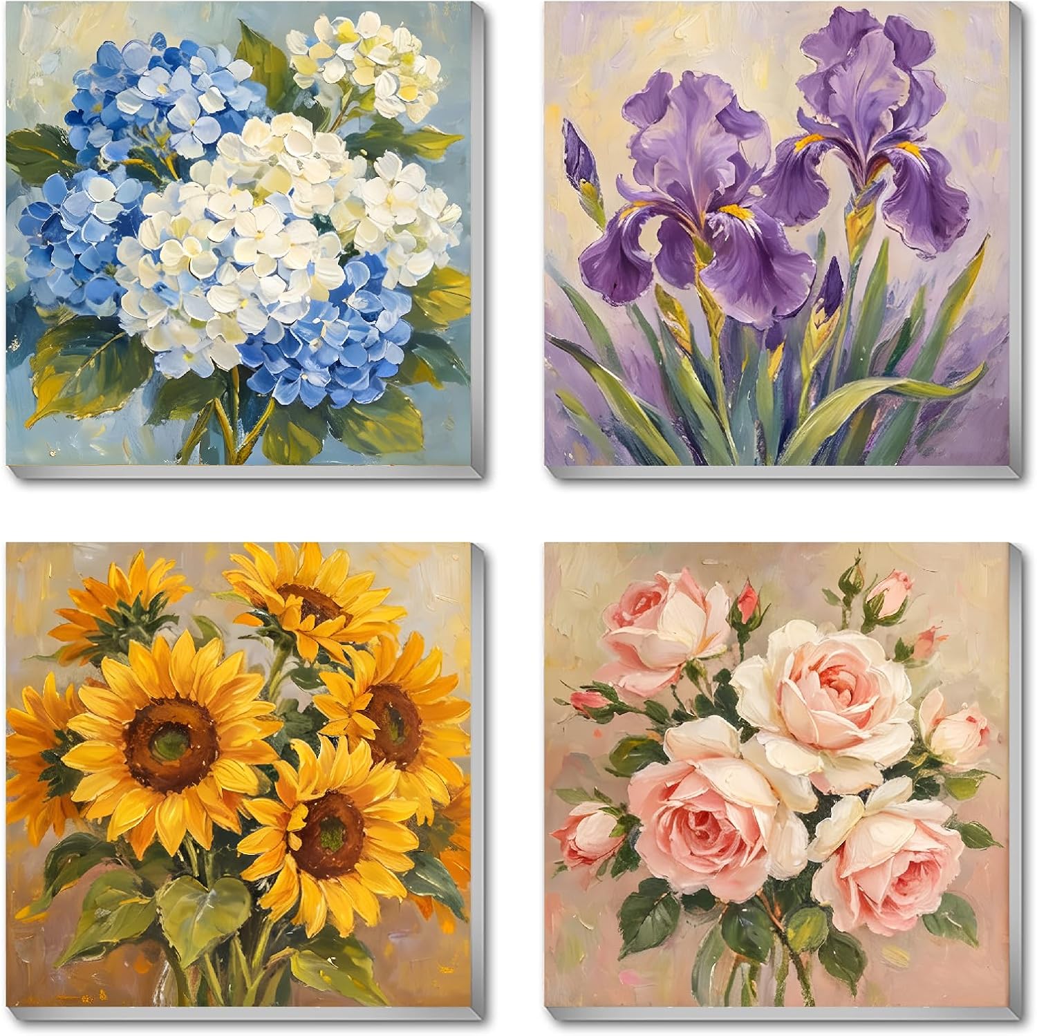 4 Pack of Flowers Paint by Numbers