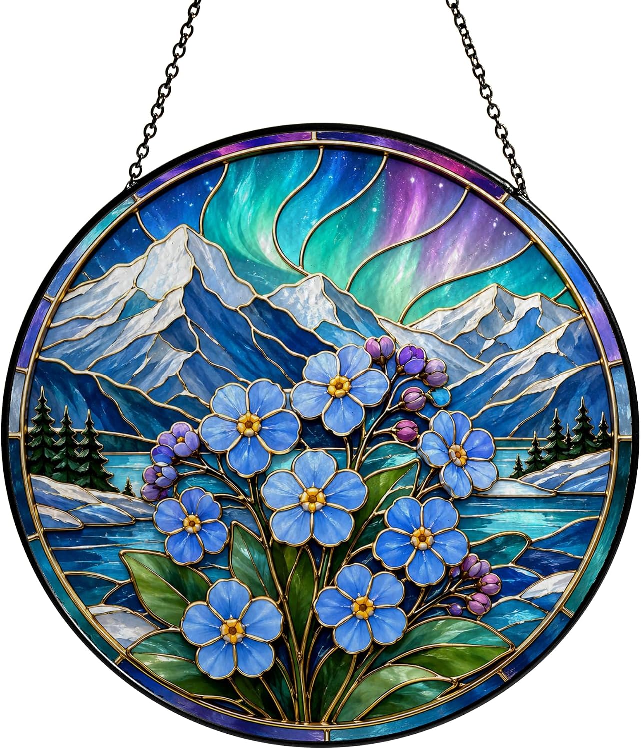 Stained Glass Forget Me Not Suncatcher