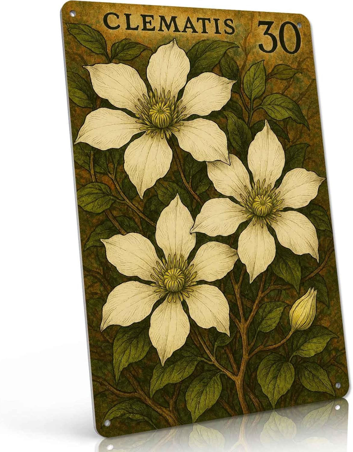 Vintage Clematis Metal Sign
