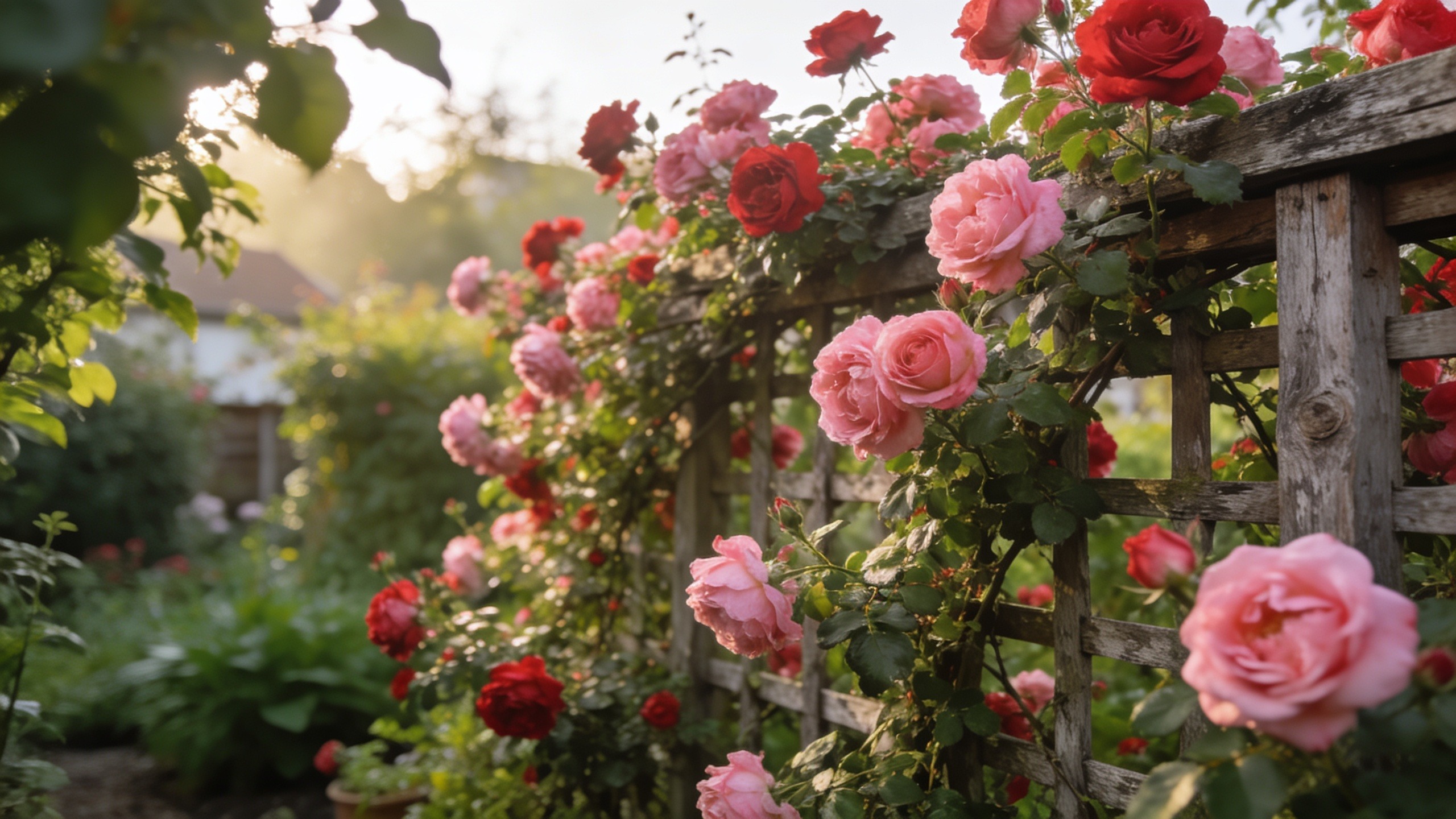 Prompt: gardener's gloved hands pruning a rose bush with clippers, close crop, soft natural light, photographic